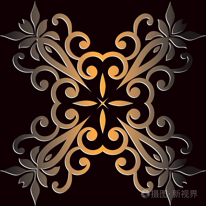 在深色背景上的维多利亚风格的窗饰装饰框架.设计元素