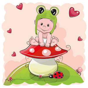 小青蛙帽子卡通可爱的小图片