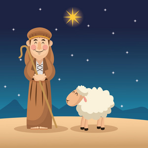 绵羊和牧羊人卡通图片图片