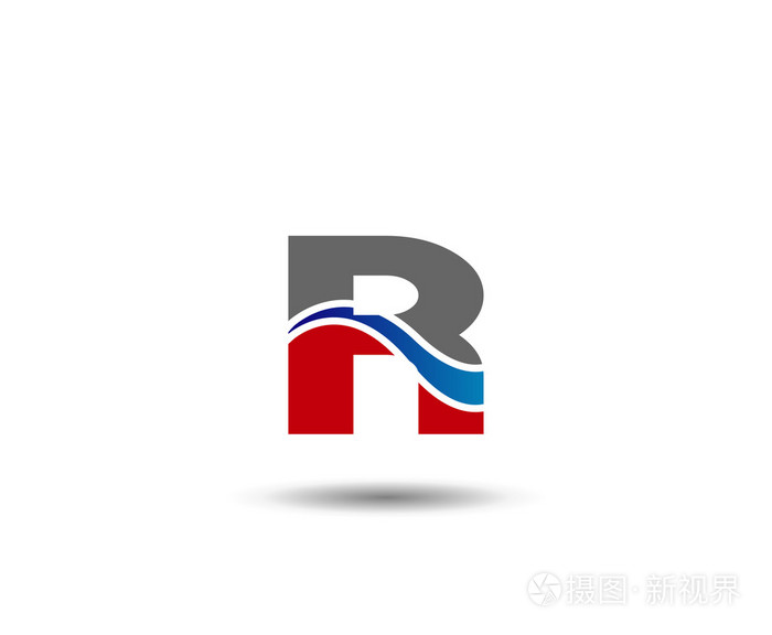 字母 R 标志图标设计模板元素。矢量彩色符号