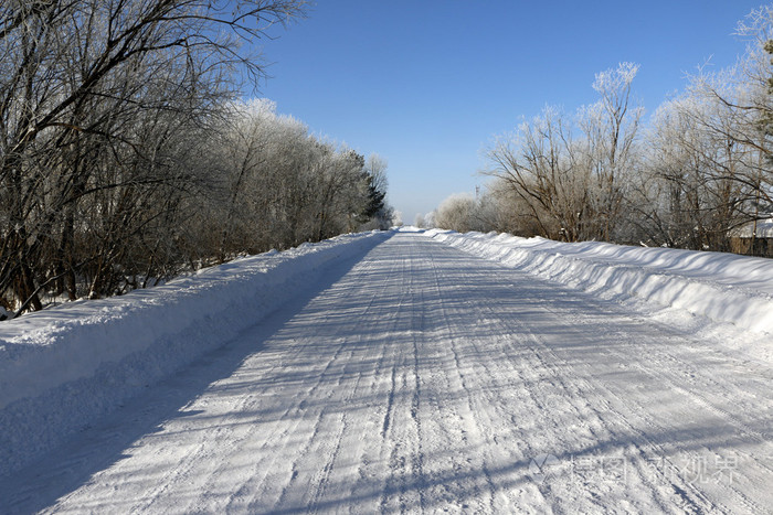 在寒冷的冬天里的雪路