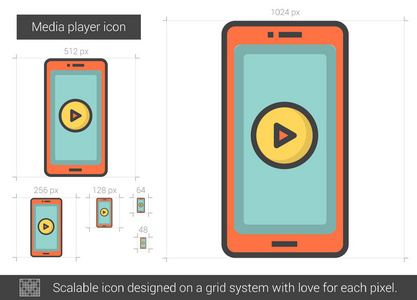 媒体播放器线图标图片