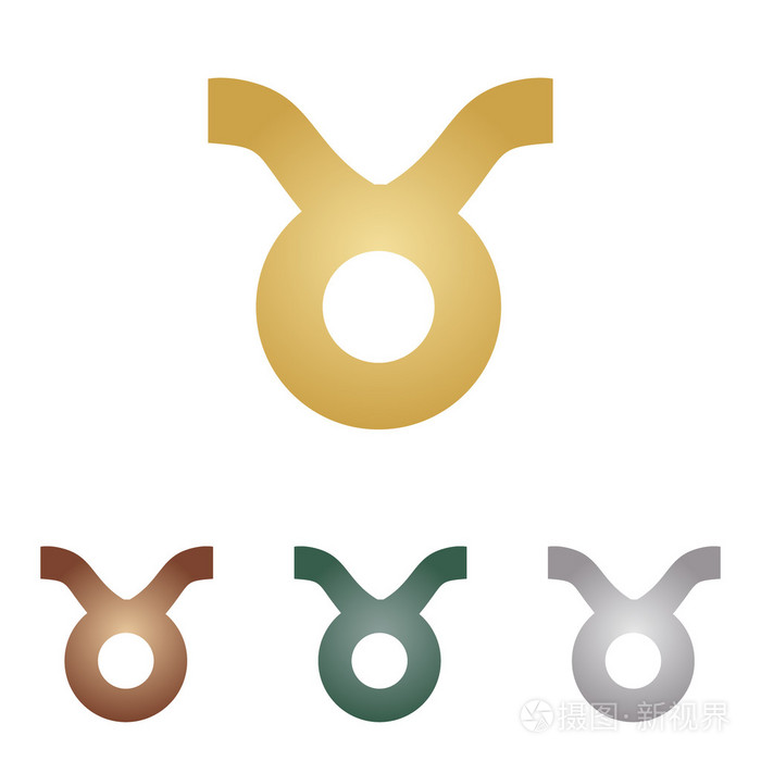 金牛座标志图在白色背景上的金属图标