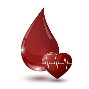 大有光泽红滴血与医学信号的心图片