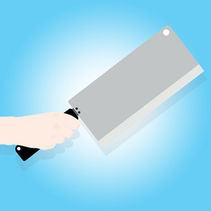 男子手拿一把刀照片