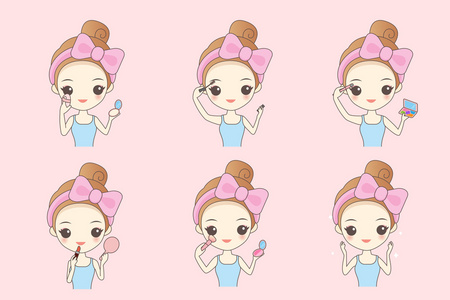 卡通女人化妆照片