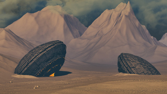 坠毁的船只太空飞船飞碟坠毁照片