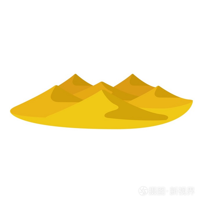 在白色背景上孤立的卡通风格的沙丘图标.