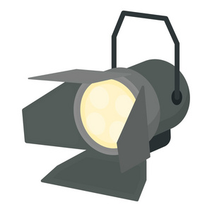 聚光灯在白色背景上孤立的卡通风格的图标.光源的象征股票矢量图照片