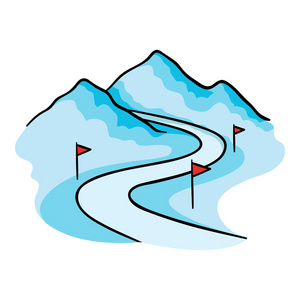 滑雪道图标卡通风格孤立在白色背景上. 滑冰照片