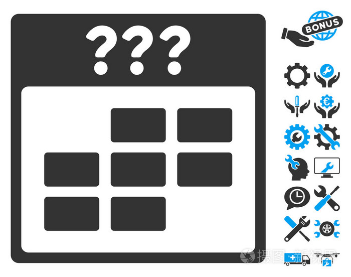 未知的月日历网格矢量图标与奖金