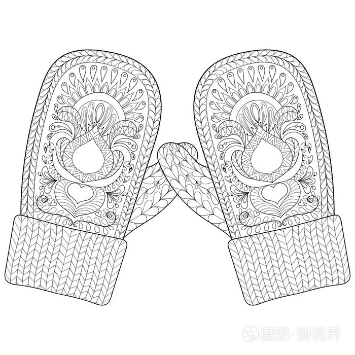 冬暖式针织手套. 手牵手快乐