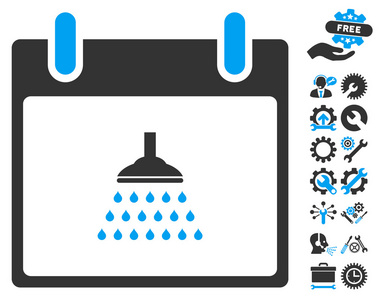 淋浴日历天矢量图标与奖金图片