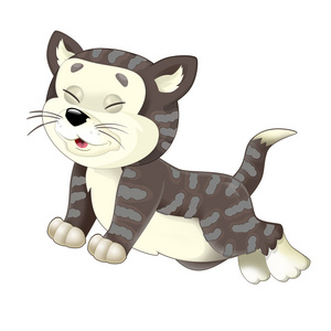 卡通快乐猫行走和看-艺术风格-分离-儿童插画照片