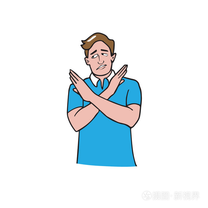 男子手势双手合十说没有卡通