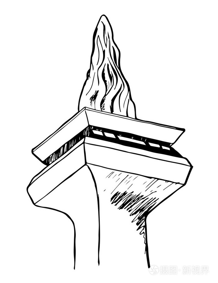 手绘阿库市场阵线或在印度尼西亚雅加达的最高处的矢量图形插画-正版