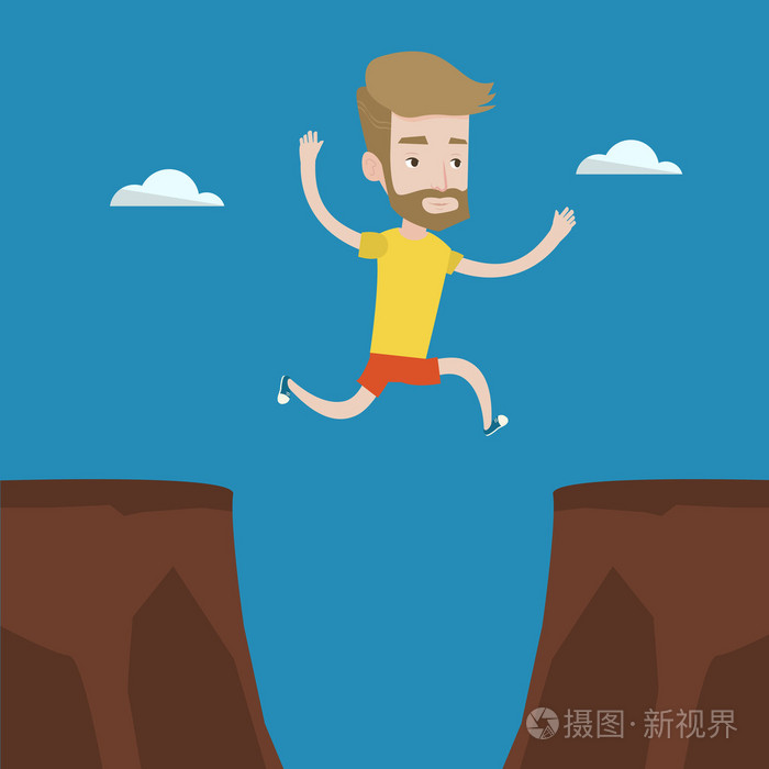 运动员跳过悬崖矢量图