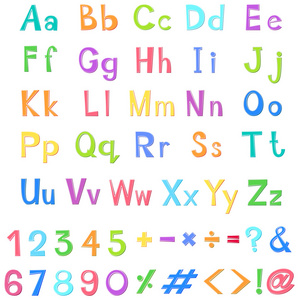 英文字母和数字在很多颜色图片