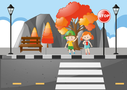 怎样画斑马简单现场与孩子们过马路照片