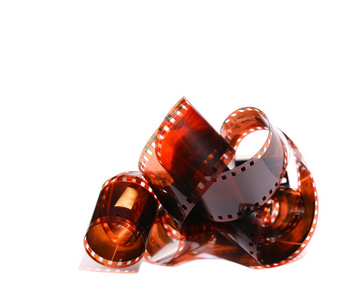 个 旧的彩色胶卷卷上孤立的白色背景 相似素材图片