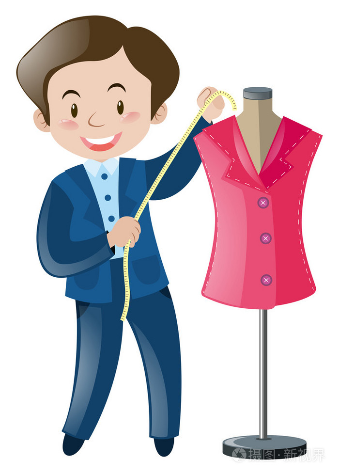 裁缝和套粉红色的西装插画-正版商用图片1qrojd-摄图新视界