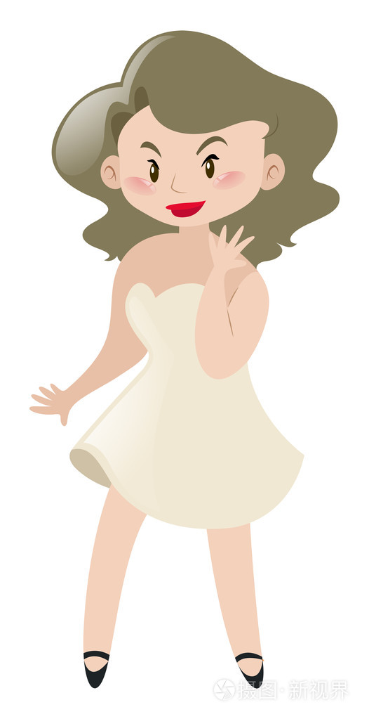 穿白色连衣裙的女演员