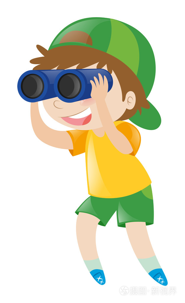 透过望远镜看的男孩