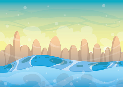 卡通矢量海背景分离层游戏美术和游戏动画