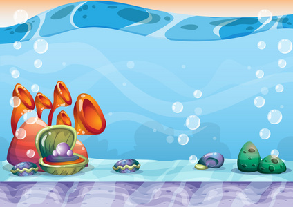 卡通矢量水下背景分离层为游戏艺术和动画