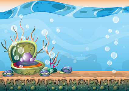 卡通矢量水下背景分离层为游戏艺术和动画