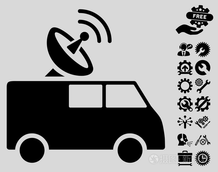 无线电控制汽车矢量图标与工具奖金