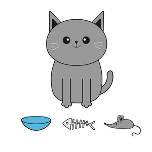 可爱的灰色卡通猫