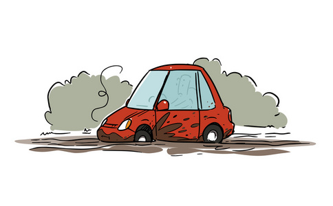 卡通车陷在泥里图片
