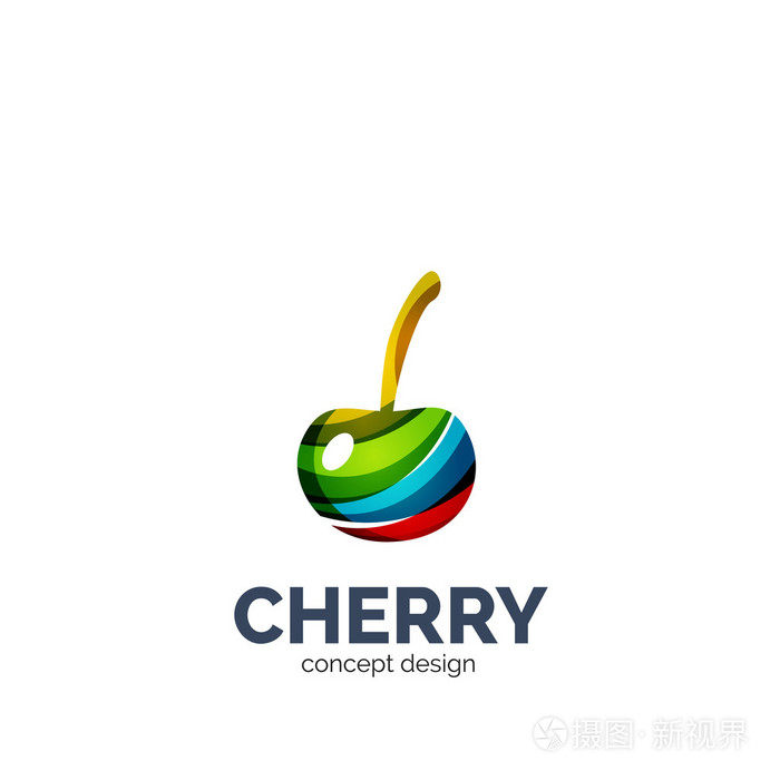 矢量创意抽象的樱桃水果标志