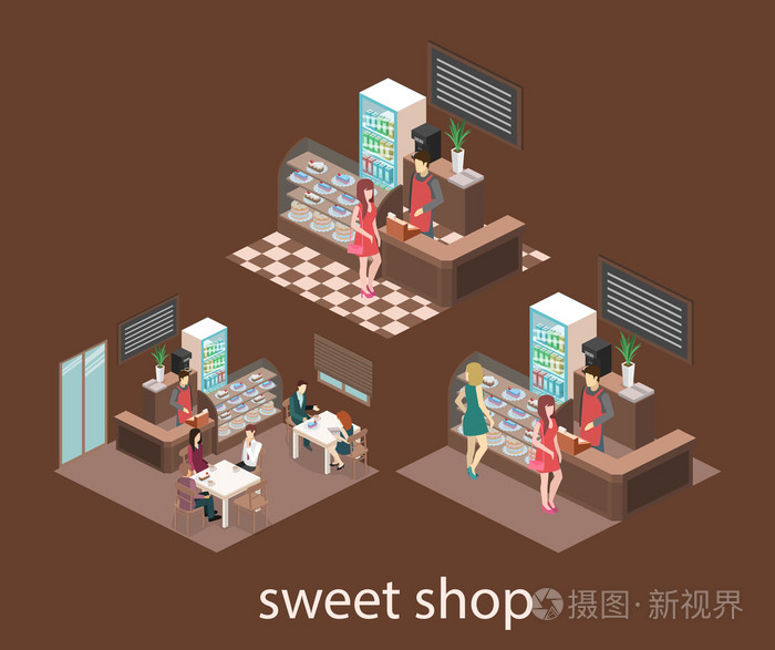 等距内部的甜商店