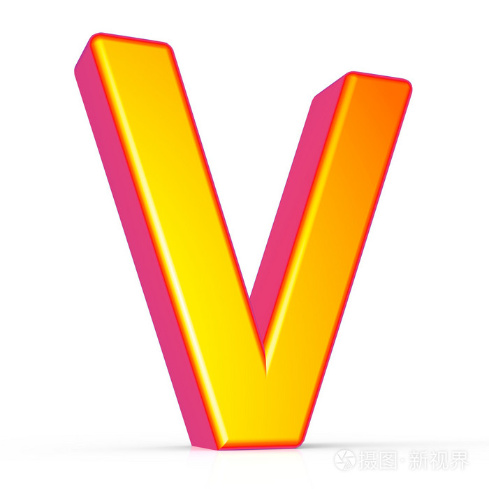 3d 金色字母 v