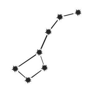 大熊座中孤立的白色背景上的黑色风格的图标.空间符号股票矢量图照片