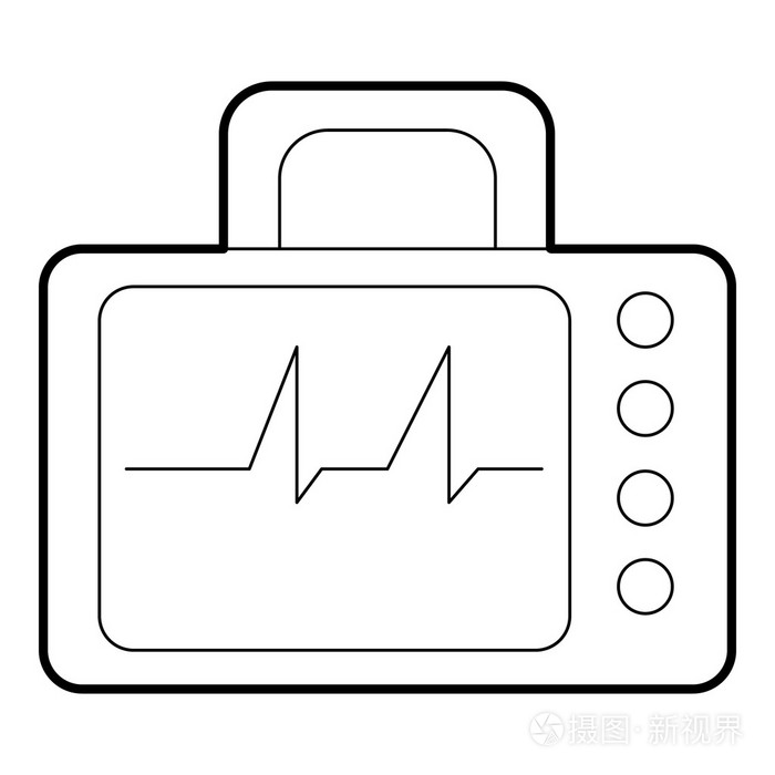 监测与心电图图标,大纲样式插画-正版商用图片1qt76o-摄图新视界