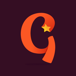 g 字母丝带标志与颗金色的星星照片