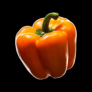 黑色灯笼椒孤立在黑色橙色甜椒照片