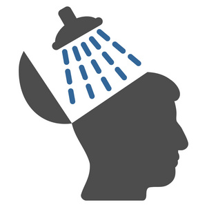 脑洗平图标插画