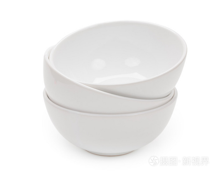 小圆形白色陶瓷碗食物产品上孤立