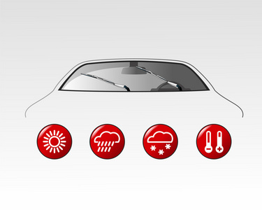 矢量图汽车雨刮器伞和沉淀的矢量插图图标雨和伞素描图标带雨云平板式