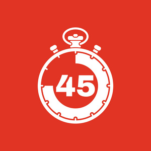 秒表标志45 秒,分钟秒表图标.时钟和手表,计时器,倒计时,秒表符号.