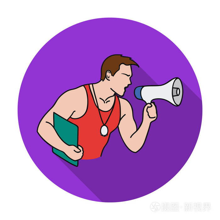 私人教练在白色背景上孤立的平面样式图标体育和健身符号股票矢量图