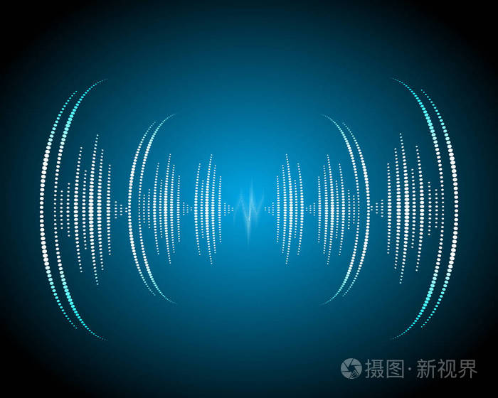 声波振荡辉光霓虹灯抽象的技术背景音乐背景矢量图