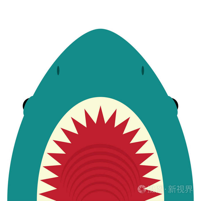 鲨鱼张开嘴和锋利的牙齿