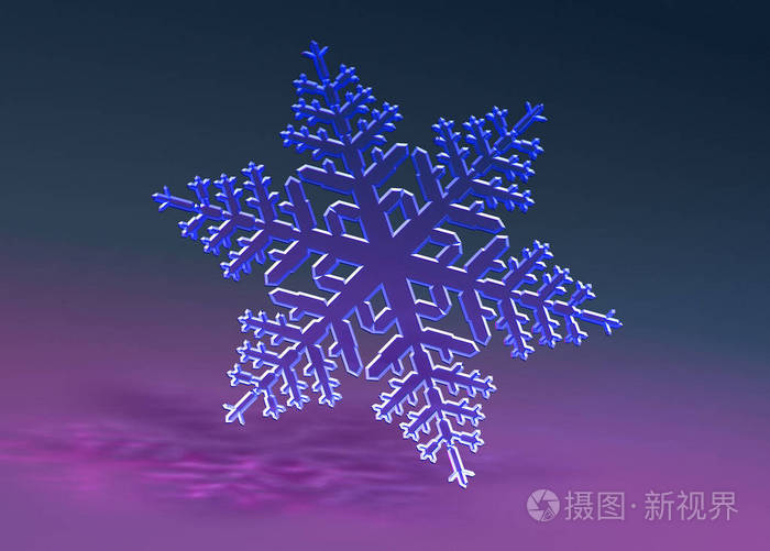 美丽的水晶 3d 渲染的雪花