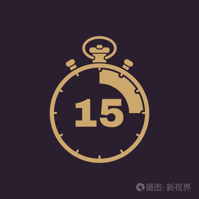 15 秒,分钟秒表图标.时钟和手表,计时器,倒计时,秒表符号.用户界面.