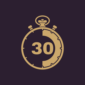 秒表标志30 秒, 分钟秒表图标.时钟和手表,计时器,倒计时,秒表符号.